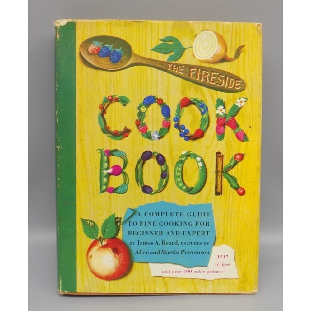 James Beard The Fireside Cook Book 1949 HC/DJ w/ Poster Clean 2nd Printing Vtg